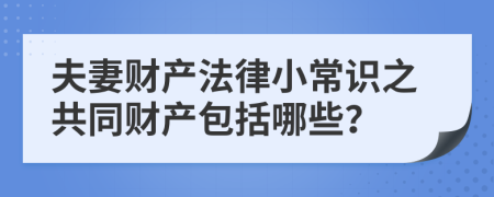 夫妻财产法律小常识之共同财产包括哪些？