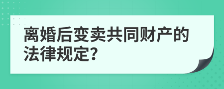 离婚后变卖共同财产的法律规定？