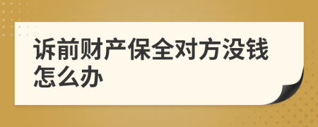 诉前财产保全对方没钱怎么办