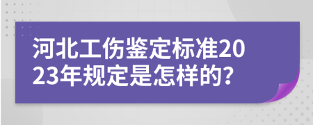河北工伤鉴定标准2023年规定是怎样的？