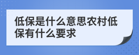 低保是什么意思农村低保有什么要求