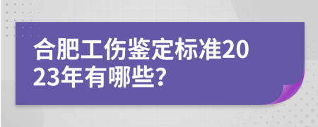 合肥工伤鉴定标准2023年有哪些？