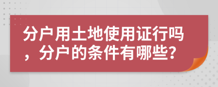 分户用土地使用证行吗，分户的条件有哪些？