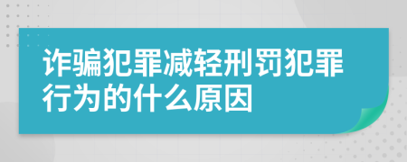 诈骗犯罪减轻刑罚犯罪行为的什么原因