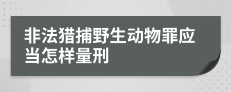 非法猎捕野生动物罪应当怎样量刑