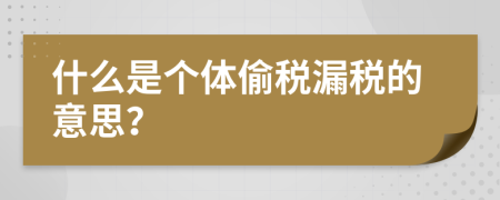 什么是个体偷税漏税的意思？