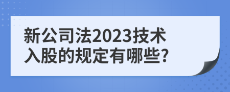 新公司法2023技术入股的规定有哪些?