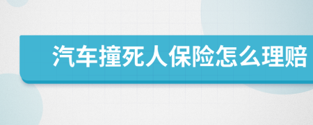 汽车撞死人保险怎么理赔
