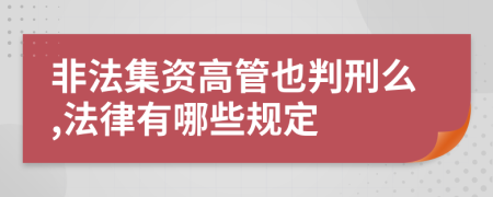 非法集资高管也判刑么,法律有哪些规定