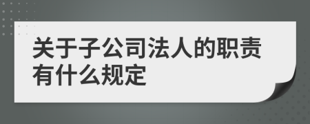 关于子公司法人的职责有什么规定