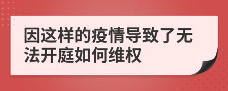 因这样的疫情导致了无法开庭如何维权