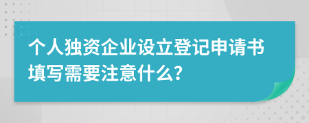 个人独资企业设立登记申请书填写需要注意什么？