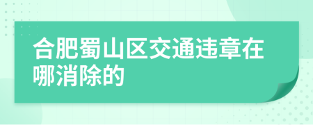 合肥蜀山区交通违章在哪消除的