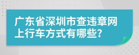 广东省深圳市查违章网上行车方式有哪些？