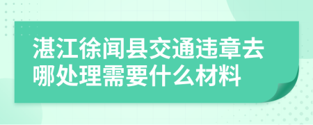 湛江徐闻县交通违章去哪处理需要什么材料