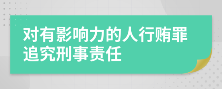 对有影响力的人行贿罪追究刑事责任