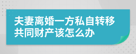 夫妻离婚一方私自转移共同财产该怎么办
