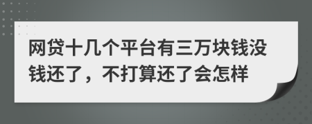 网贷十几个平台有三万块钱没钱还了，不打算还了会怎样