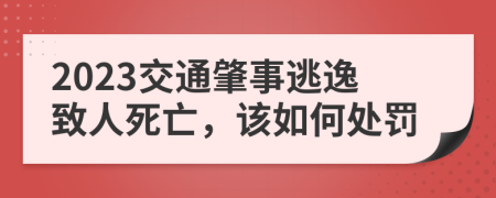 2023交通肇事逃逸致人死亡，该如何处罚