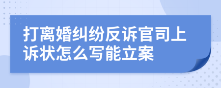 打离婚纠纷反诉官司上诉状怎么写能立案