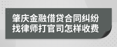 肇庆金融借贷合同纠纷找律师打官司怎样收费