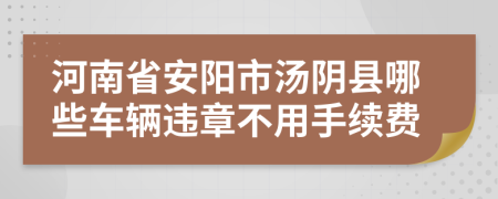 河南省安阳市汤阴县哪些车辆违章不用手续费