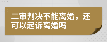 二审判决不能离婚，还可以起诉离婚吗