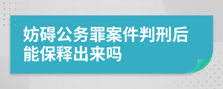妨碍公务罪案件判刑后能保释出来吗
