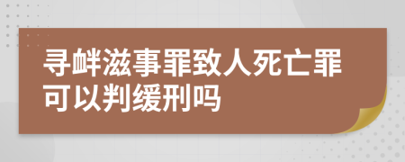 寻衅滋事罪致人死亡罪可以判缓刑吗