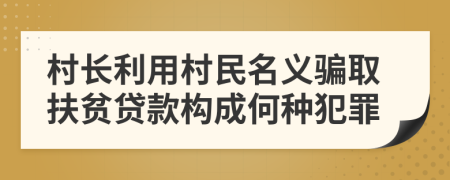 村长利用村民名义骗取扶贫贷款构成何种犯罪