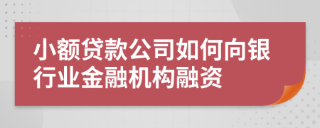 小额贷款公司如何向银行业金融机构融资