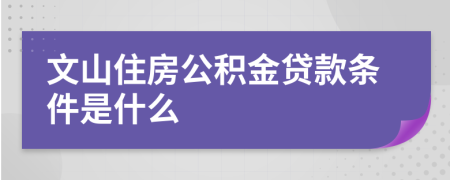 文山住房公积金贷款条件是什么 