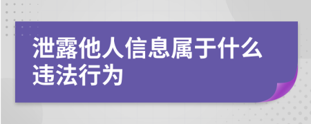 泄露他人信息属于什么违法行为