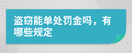 盗窃能单处罚金吗，有哪些规定