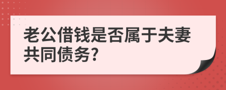 老公借钱是否属于夫妻共同债务?