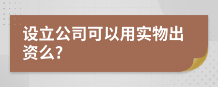 设立公司可以用实物出资么?