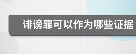 诽谤罪可以作为哪些证据