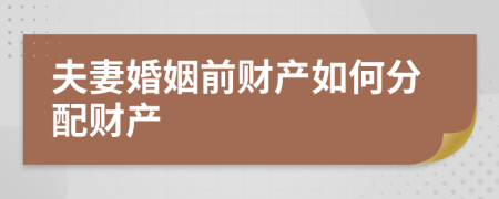 夫妻婚姻前财产如何分配财产