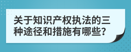 关于知识产权执法的三种途径和措施有哪些？