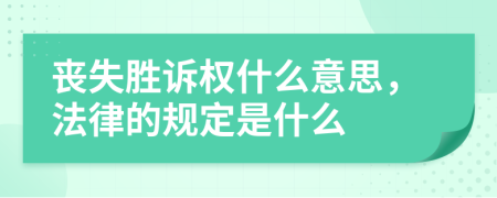 丧失胜诉权什么意思，法律的规定是什么