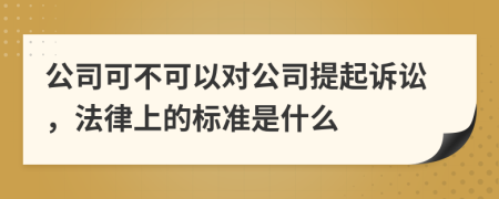 公司可不可以对公司提起诉讼，法律上的标准是什么