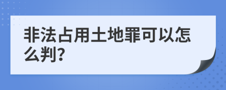 非法占用土地罪可以怎么判？