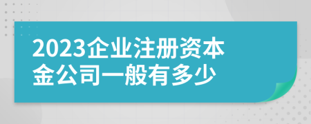 2023企业注册资本金公司一般有多少