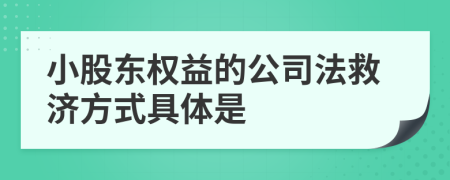 小股东权益的公司法救济方式具体是