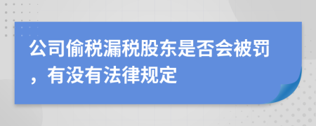 公司偷税漏税股东是否会被罚，有没有法律规定