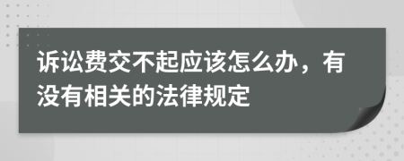 诉讼费交不起应该怎么办，有没有相关的法律规定