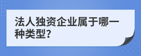 法人独资企业属于哪一种类型？