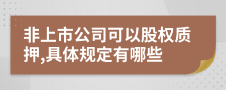 非上市公司可以股权质押,具体规定有哪些