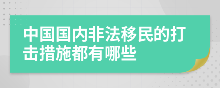 中国国内非法移民的打击措施都有哪些