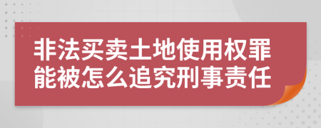 非法买卖土地使用权罪能被怎么追究刑事责任